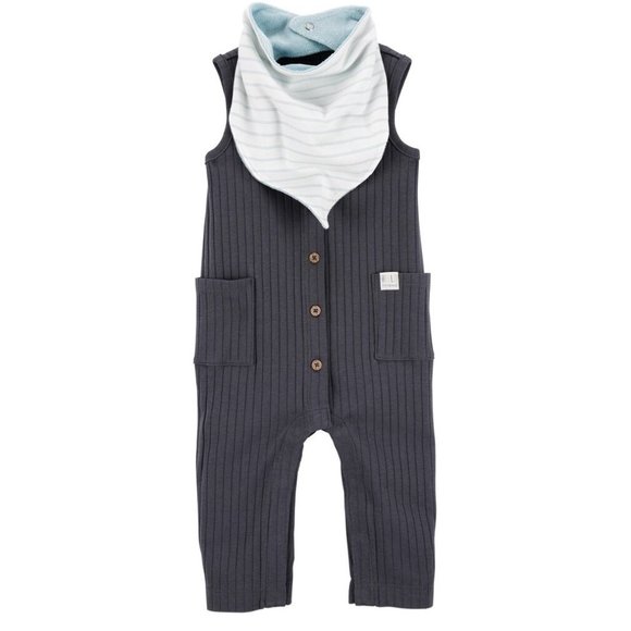 Baby Boys Carter's 2-Piece Jumpsuit & Bandana Bib Set Size NB 3 mo 6 mo 9 mo NWT - Picture 1 of 5